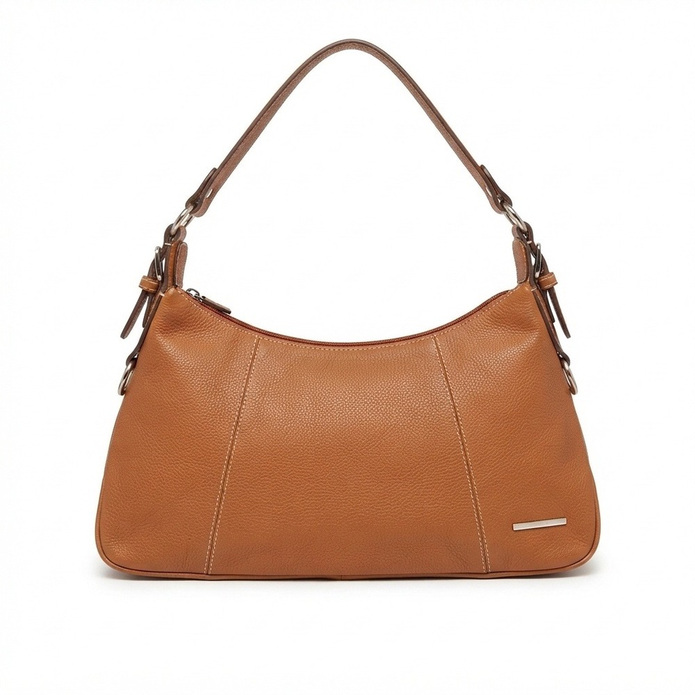 Nine West Hobo Bag Womens Large Brown Faux Leather Shoulder Satchel Cognac